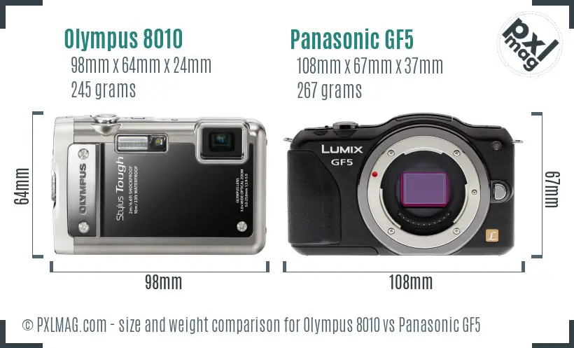 Olympus 8010 vs Panasonic GF5 size comparison