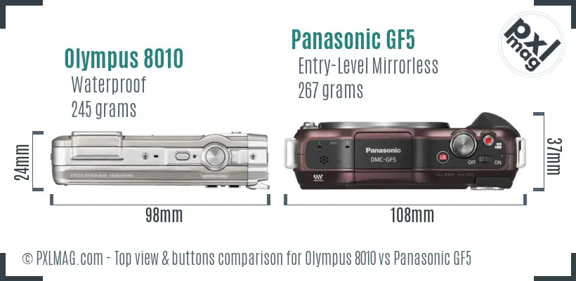 Olympus 8010 vs Panasonic GF5 top view buttons comparison