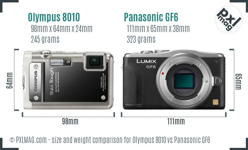 Olympus 8010 vs Panasonic GF6 size comparison