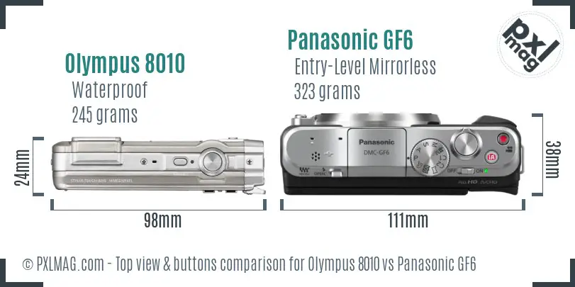 Olympus 8010 vs Panasonic GF6 top view buttons comparison