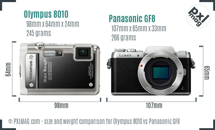 Olympus 8010 vs Panasonic GF8 size comparison