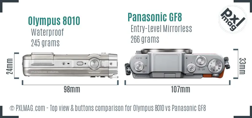 Olympus 8010 vs Panasonic GF8 top view buttons comparison