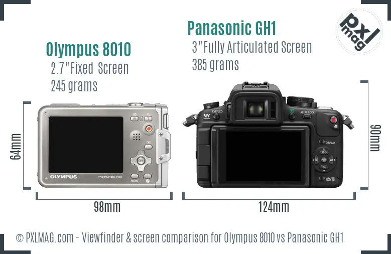 Olympus 8010 vs Panasonic GH1 Screen and Viewfinder comparison Olympus 8010 vs Panasonic GH1 Screen and Viewfinder comparison