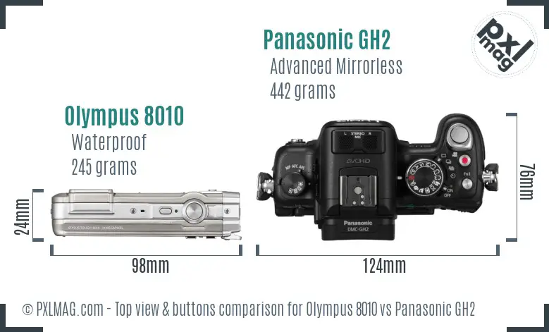 Olympus 8010 vs Panasonic GH2 top view buttons comparison