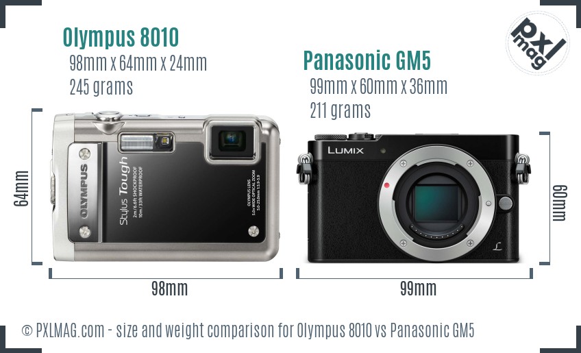 Olympus 8010 vs Panasonic GM5 size comparison Olympus 8010 vs Panasonic GM5 size comparison