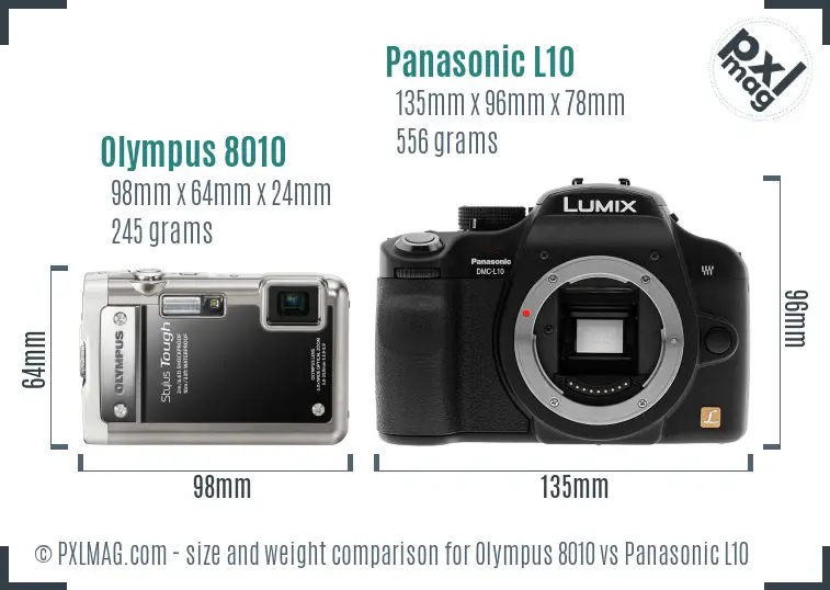 Size comparison of Olympus 8010 and Panasonic L10