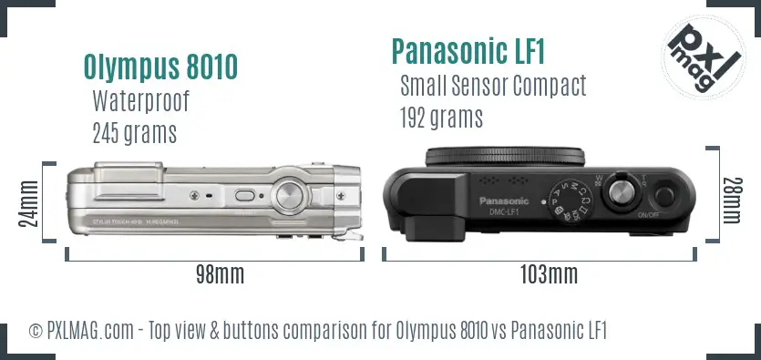 Olympus 8010 vs Panasonic LF1 top view buttons comparison