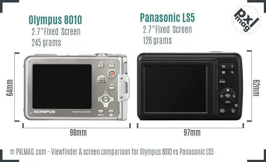 Olympus 8010 vs Panasonic LS5 Screen and Viewfinder comparison