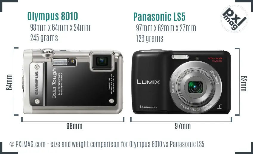 Olympus 8010 vs Panasonic LS5 size comparison