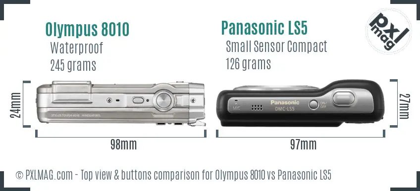 Olympus 8010 vs Panasonic LS5 top view buttons comparison