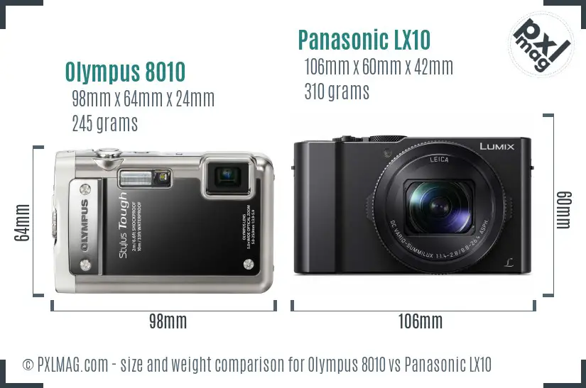Olympus 8010 vs Panasonic LX10 size comparison