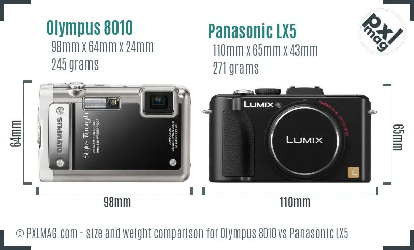 Olympus 8010 vs Panasonic LX5 size comparison Olympus 8010 vs Panasonic LX5 size comparison