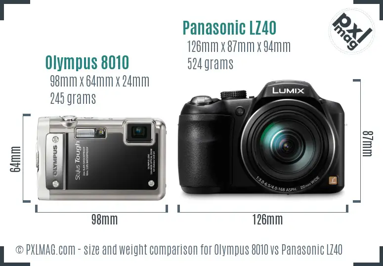 Olympus 8010 vs Panasonic LZ40 size comparison