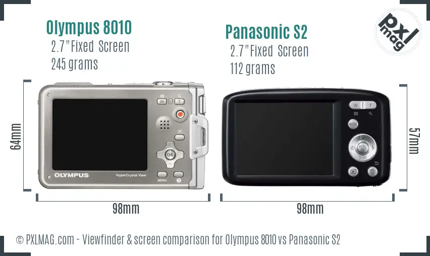 Olympus 8010 vs Panasonic S2 Screen and Viewfinder comparison