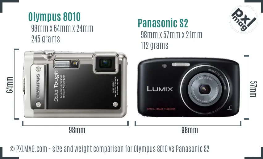 Olympus 8010 vs Panasonic S2 size comparison