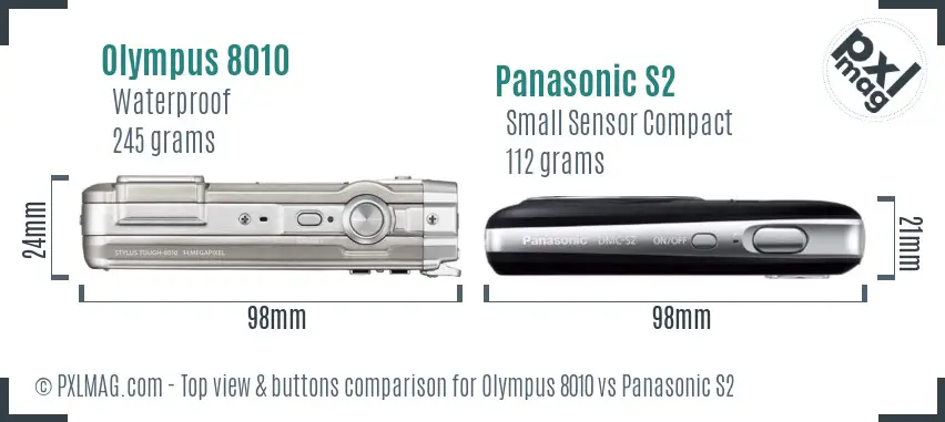 Olympus 8010 vs Panasonic S2 top view buttons comparison