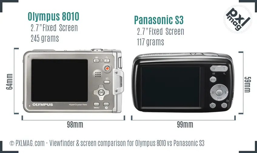 Olympus 8010 vs Panasonic S3 Screen and Viewfinder comparison