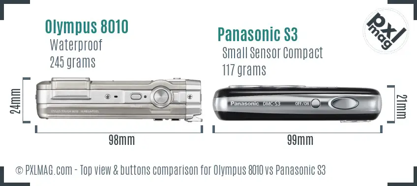 Olympus 8010 vs Panasonic S3 top view buttons comparison