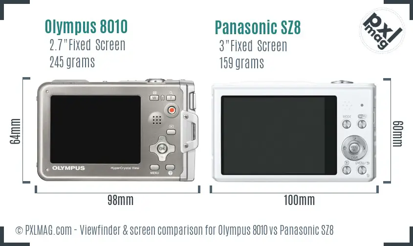 Olympus 8010 vs Panasonic SZ8 Screen and Viewfinder comparison Olympus 8010 vs Panasonic SZ8 Screen and Viewfinder comparison