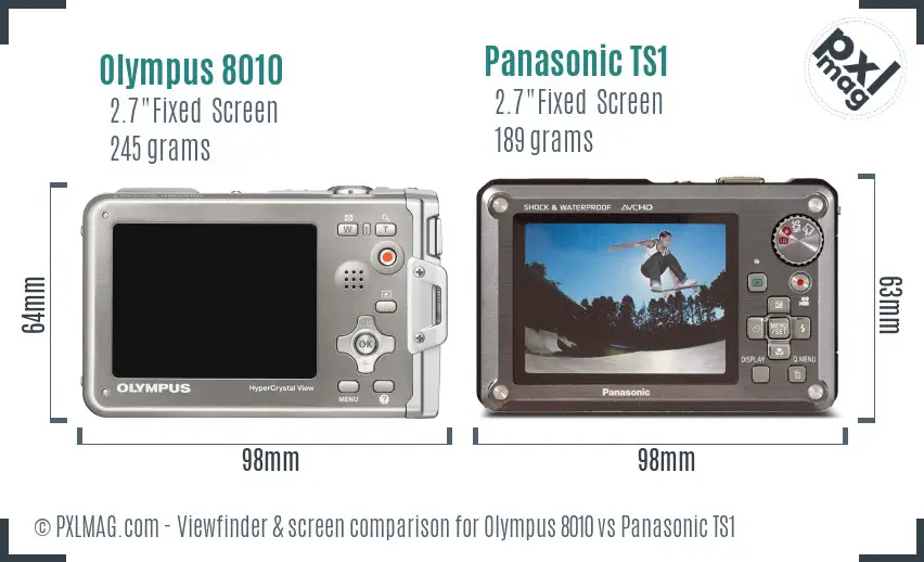 Olympus 8010 vs Panasonic TS1 Screen and Viewfinder comparison