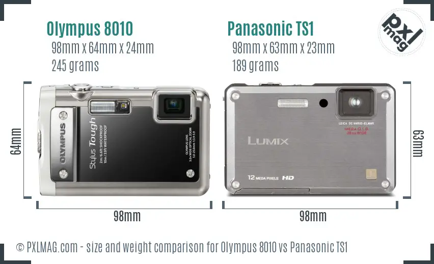 Olympus 8010 vs Panasonic TS1 size comparison