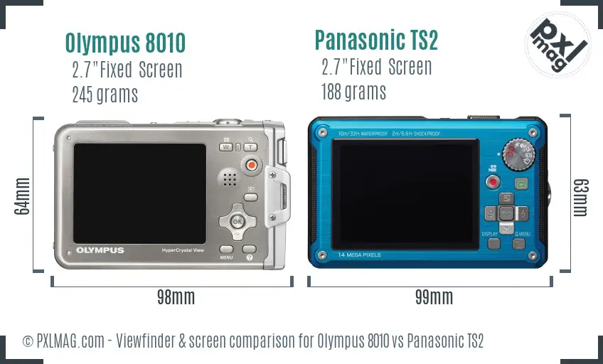 Olympus 8010 vs Panasonic TS2 Screen and Viewfinder comparison