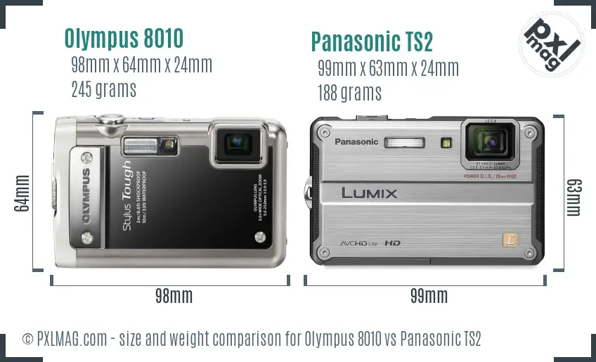 Olympus 8010 vs Panasonic TS2 size comparison