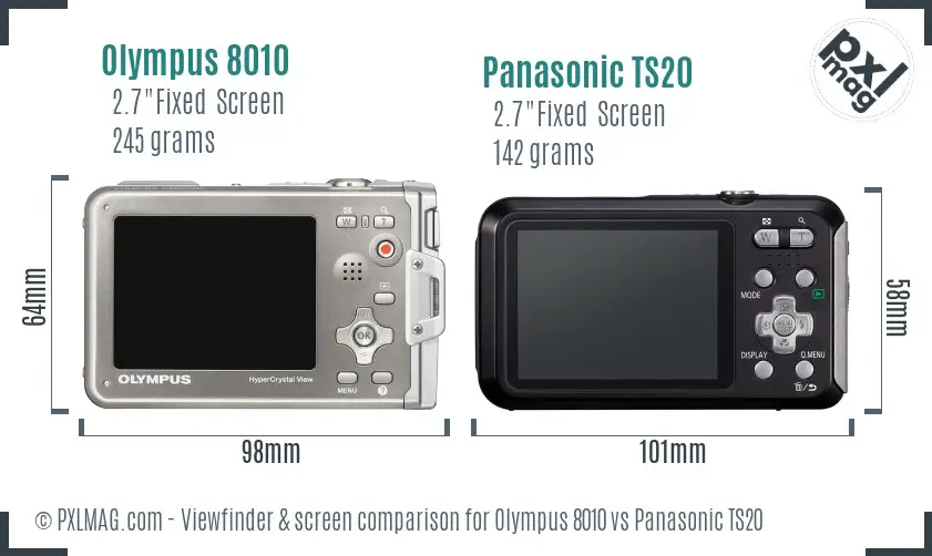 Olympus 8010 vs Panasonic TS20 Screen and Viewfinder comparison
