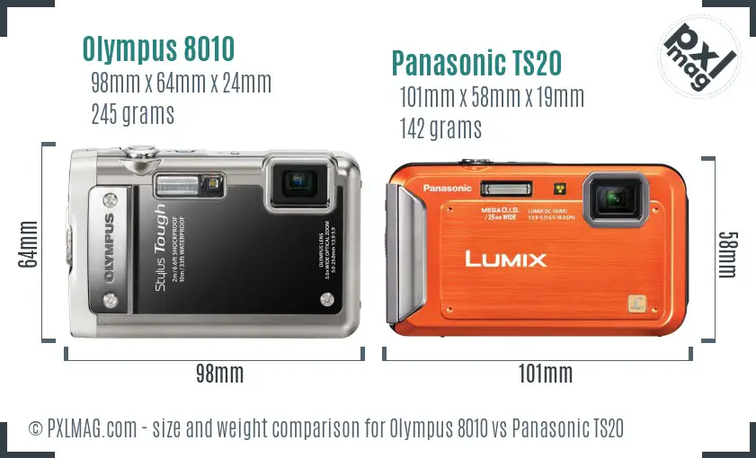 Olympus 8010 vs Panasonic TS20 size comparison