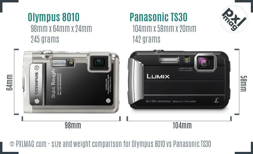 Olympus 8010 vs Panasonic TS30 size comparison Olympus 8010 vs Panasonic TS30 size comparison