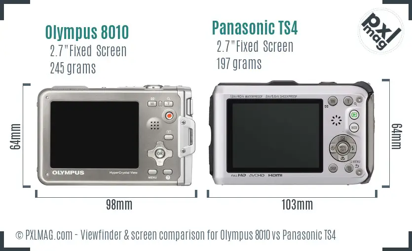 Olympus 8010 vs Panasonic TS4 Screen and Viewfinder comparison