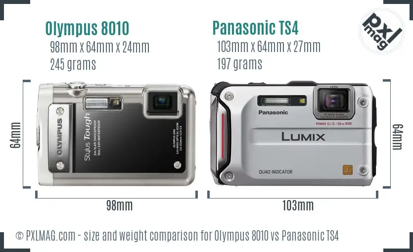 Olympus 8010 vs Panasonic TS4 size comparison