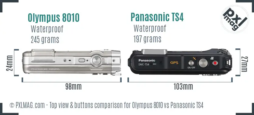 Olympus 8010 vs Panasonic TS4 top view buttons comparison