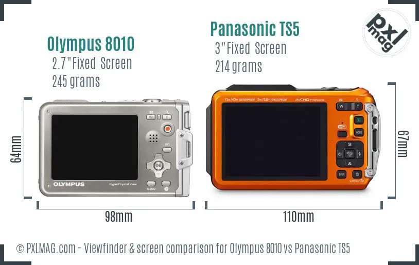 Olympus 8010 vs Panasonic TS5 Screen and Viewfinder comparison