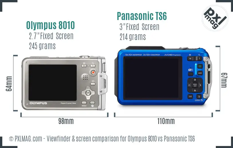 Olympus 8010 vs Panasonic TS6 Screen and Viewfinder comparison