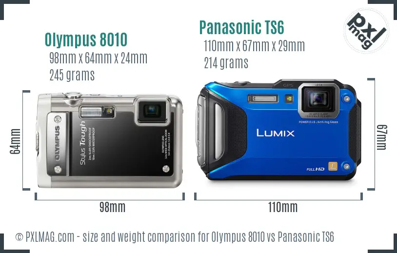 Olympus 8010 vs Panasonic TS6 size comparison
