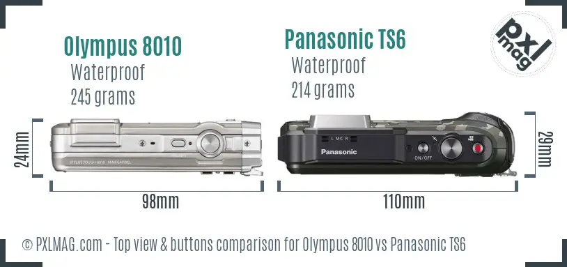Olympus 8010 vs Panasonic TS6 top view buttons comparison