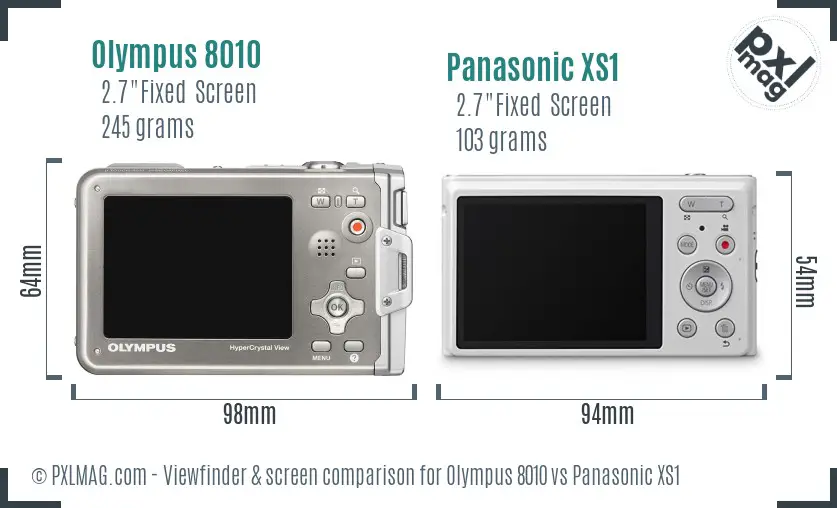 Olympus 8010 vs Panasonic XS1 Screen and Viewfinder comparison