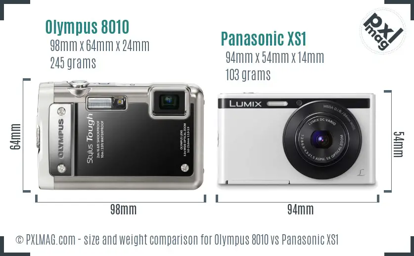 Olympus 8010 vs Panasonic XS1 size comparison