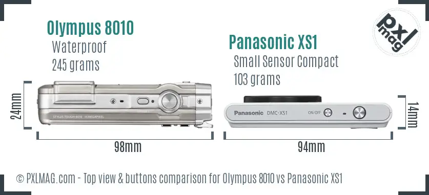 Olympus 8010 vs Panasonic XS1 top view buttons comparison