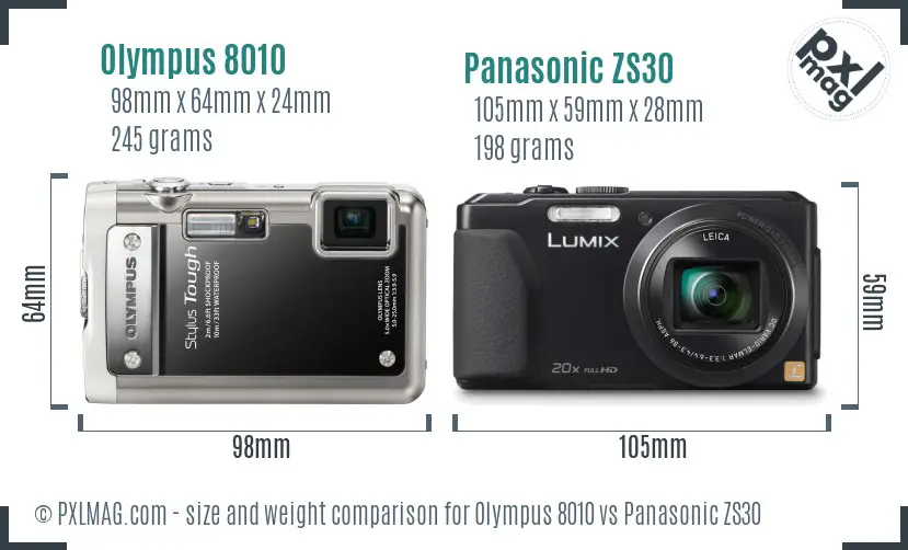 Olympus 8010 vs Panasonic ZS30 size comparison