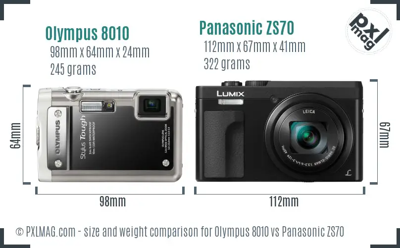 Olympus 8010 vs Panasonic ZS70 size comparison