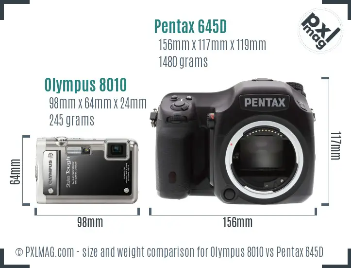 Olympus 8010 vs Pentax 645D size comparison