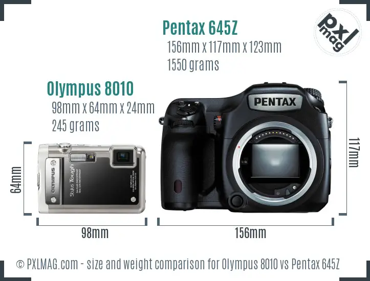 Olympus 8010 vs Pentax 645Z size comparison