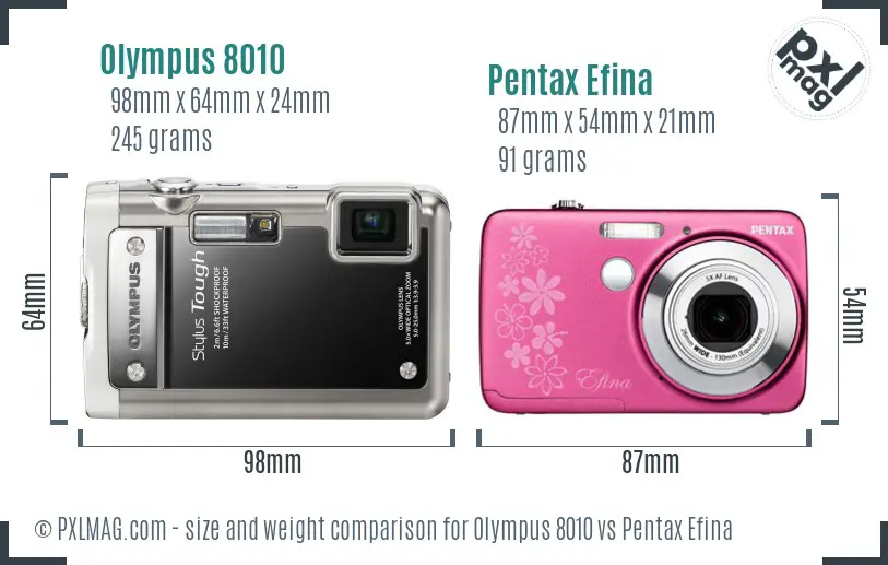Olympus 8010 vs Pentax Efina size comparison