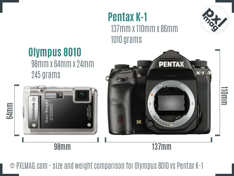 Olympus 8010 vs Pentax K-1 size comparison