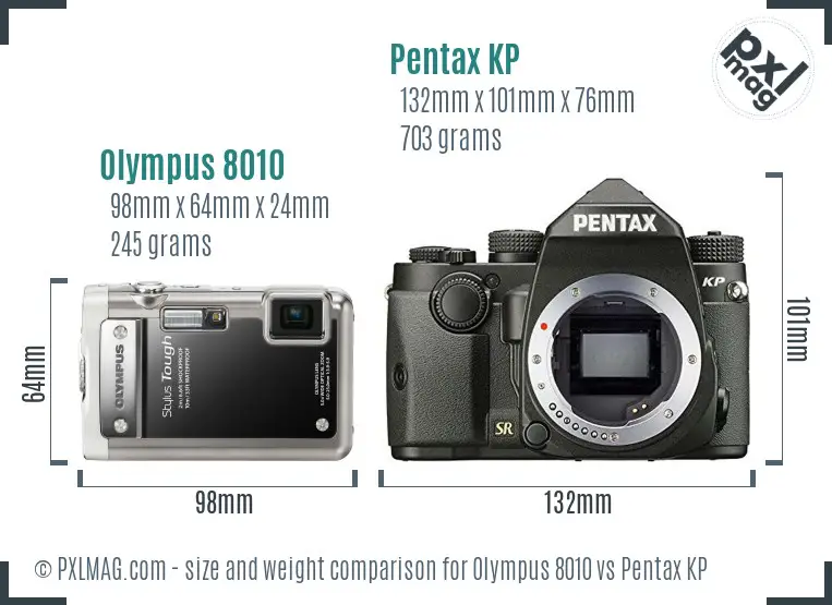 Olympus 8010 vs Pentax KP size comparison