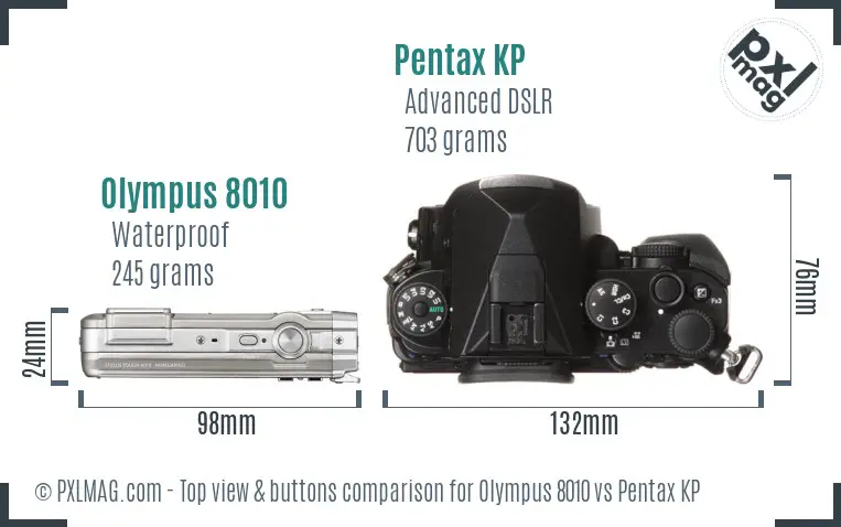 Olympus 8010 vs Pentax KP top view buttons comparison