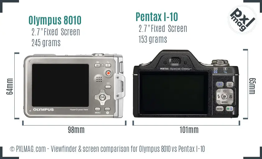 Olympus 8010 vs Pentax I-10 Screen and Viewfinder comparison