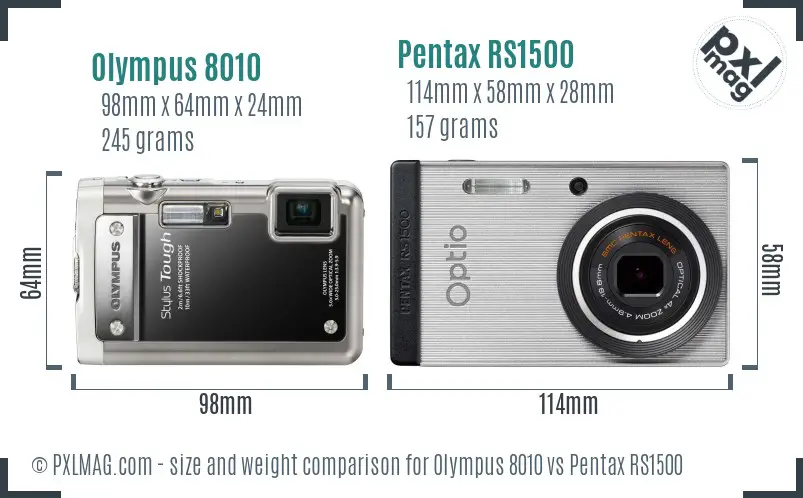 Olympus 8010 vs Pentax RS1500 size comparison